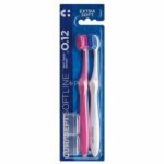 🎁 PACK 🎁 – CURASEPT – Softline 0.12 Extra Soft Pack Brosses a Dents Rose et Blanc – 2u