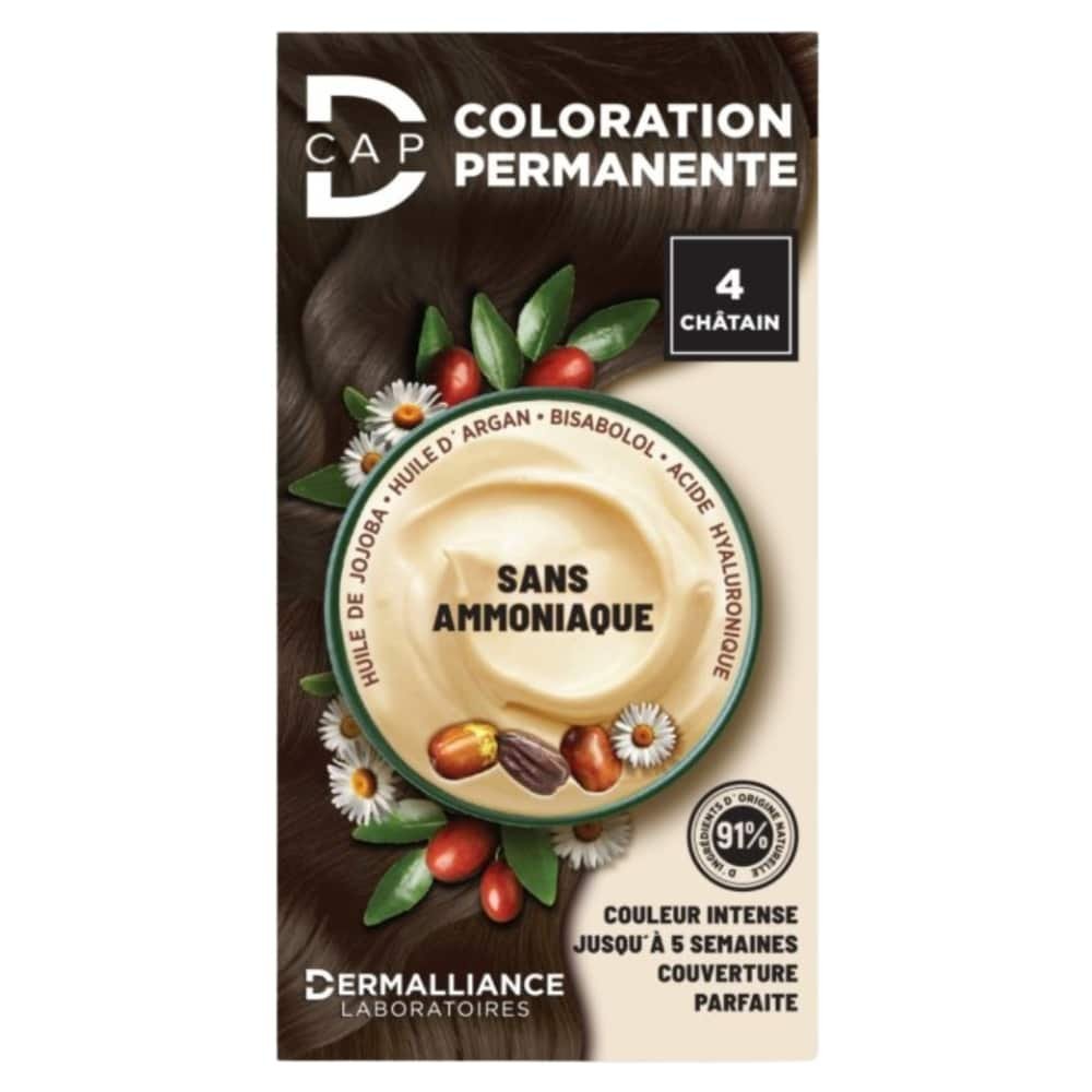 dermalliance-d-cap-coloration-cheveux-permanente-n4-chatain.jpg DERMALLIANCE – D-Cap Coloration Cheveux Permanente – N°4 Chatain - الصورة 1